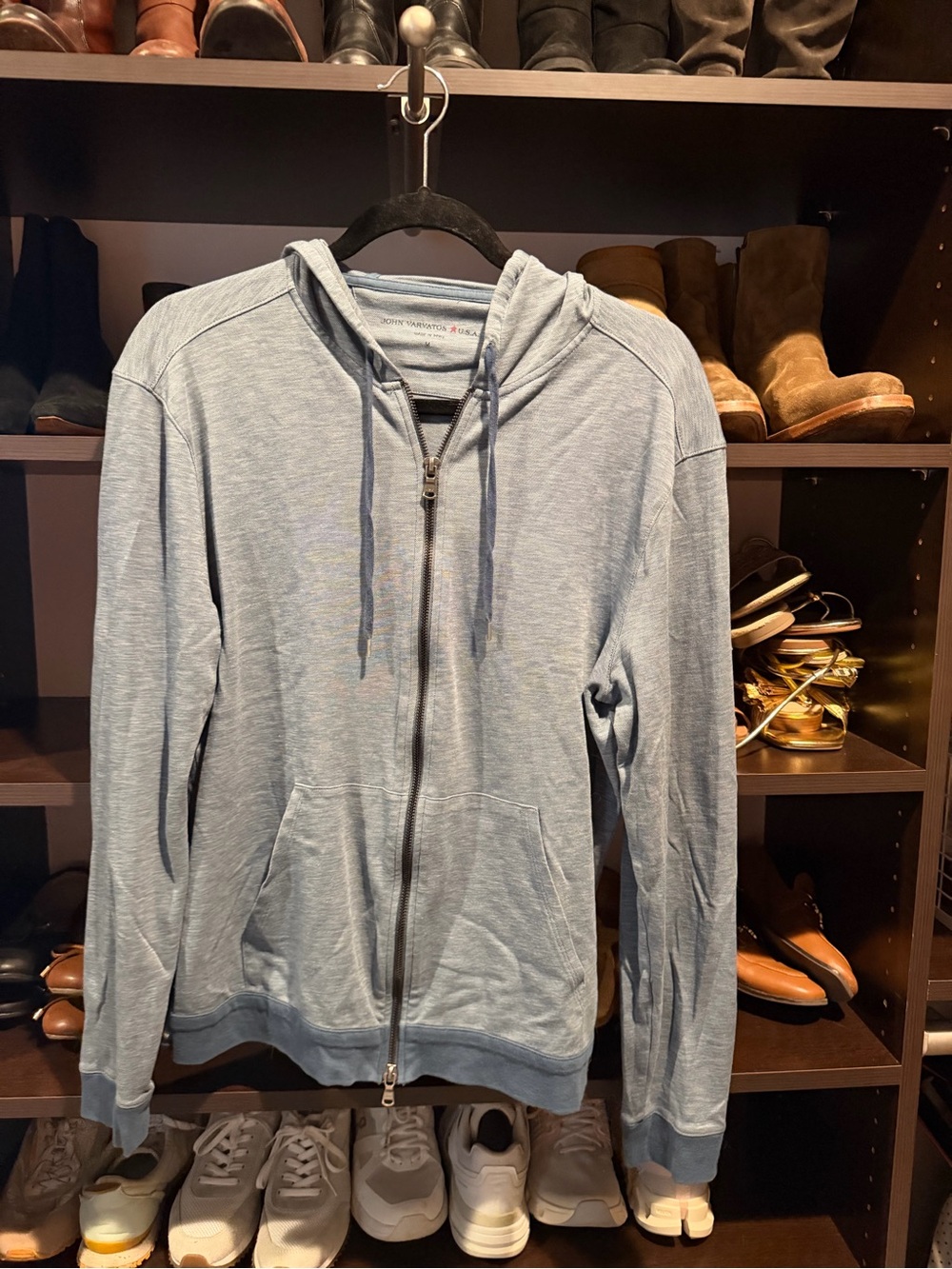 John Varvatos - Size Medium - Light Blue Men's Zip Hoodie Sweater
